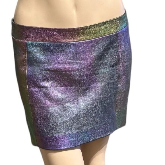 Mason Womens Lambskin Leather Blend Oil Spill and Black Mini Oil Spill and Black - Picture 1 of 6